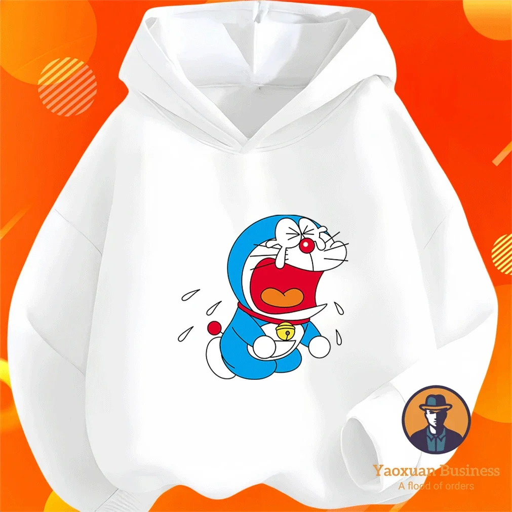 

Autumn Winter Hot Sale Fashion 2026 Doraemon Cartoon Print Cotton Hoodie Kids Boys Girls