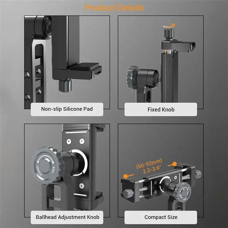 360 Rotatable Metal Smartphone Tripod Mount Clip W Cold Shoe Arca Phone Holder Clamp for Photography LED Microphone Magic Arm image 5