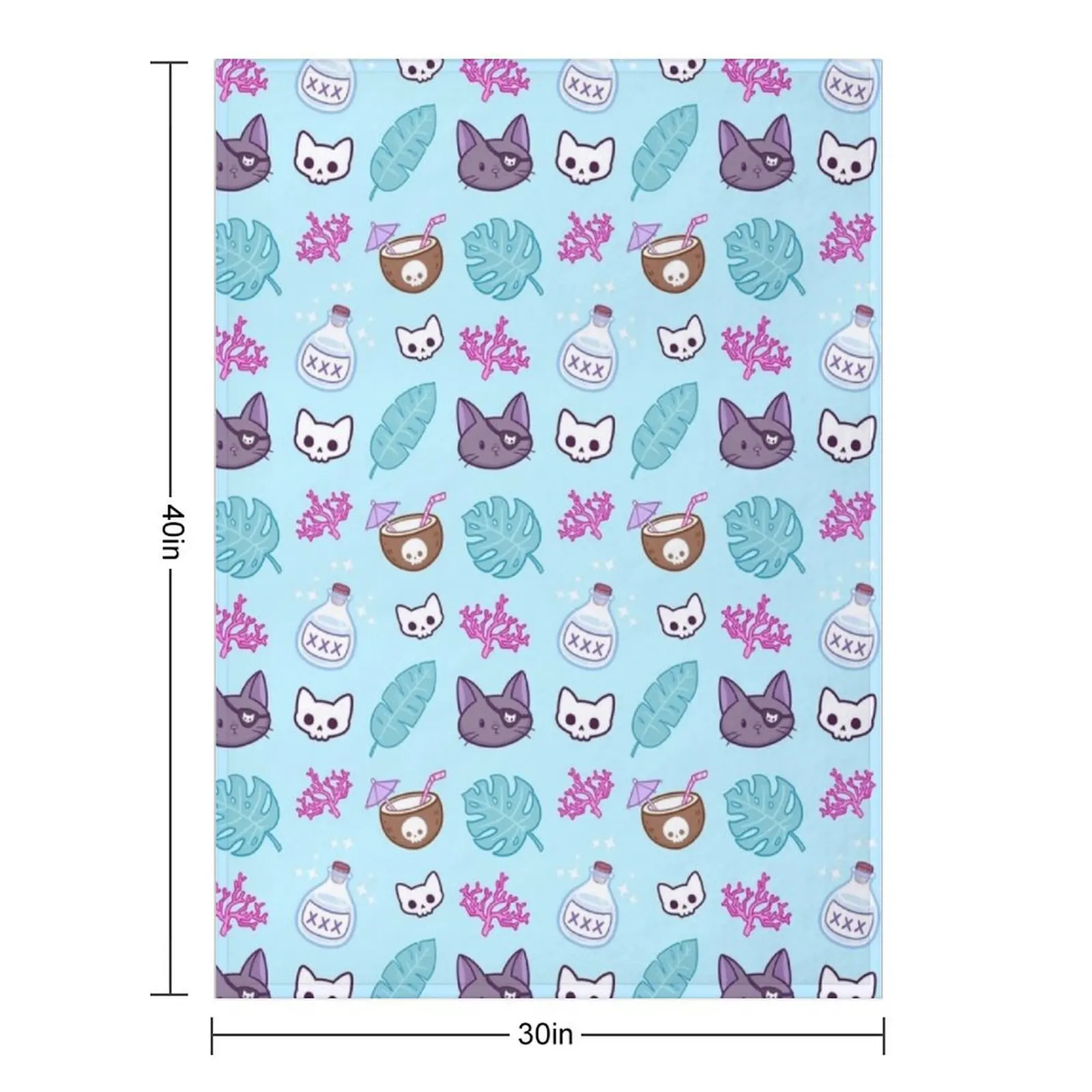 Pirate Cat // Turquoise | Nikury Throw Blanket sofa bed Beach Luxury Brand anime cosplay anime Travel Blankets