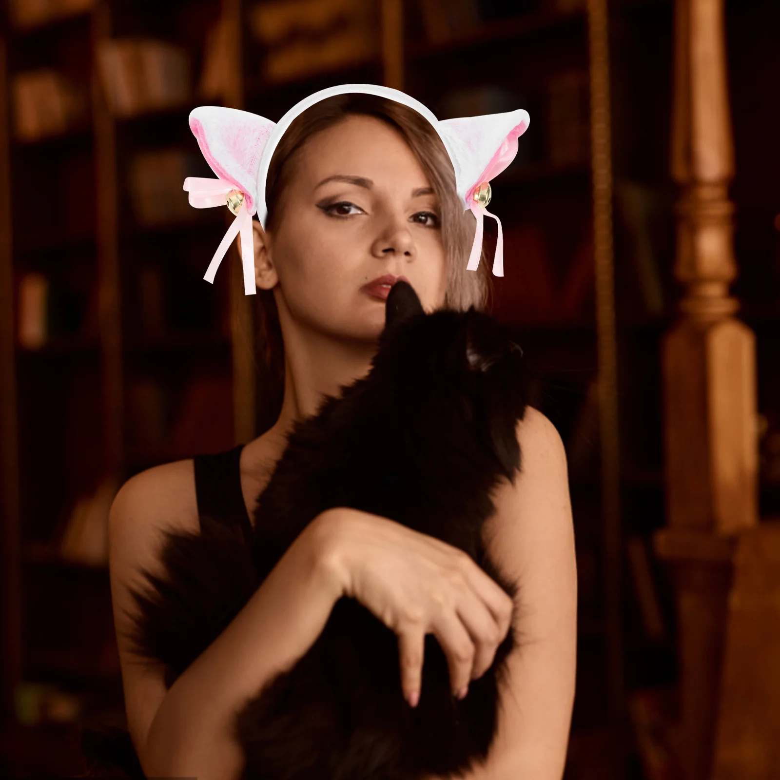 1 zestaw 1 Zestaw Rękawiczki Łapki Kostium Cosplay Kota Zestaw Ogonu Kostium Cosplay na Halloween Opaska z Kocimi Uszami Akcesoria do Odgrywania Ról