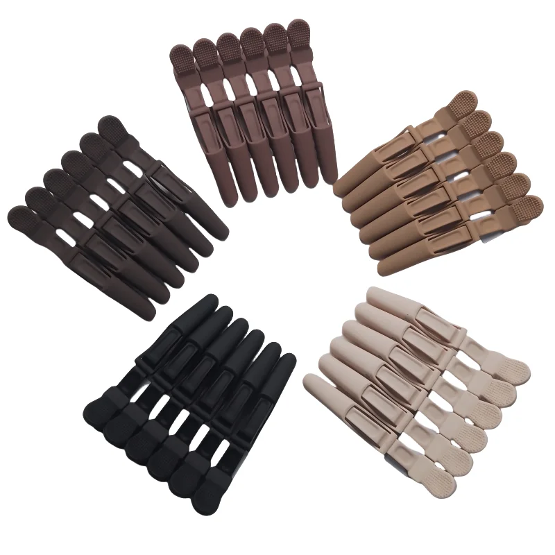 

6pcs Alligator Hair Clip Plastic Nonslip Hairpin Black Pink Durable Hair Clamp Hairdressing Styling Accessories for Woman Man