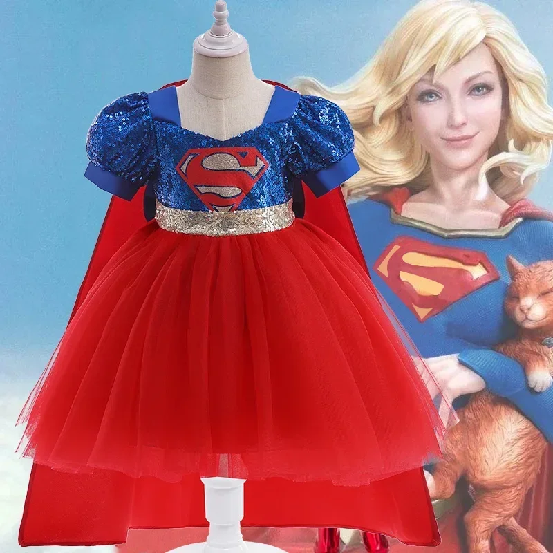 GIrls Clothes Dresses Fancy Carnival Easter  Role Play Dress Halloween Supergirl Anime Women Costumes Girls Clothing Superman