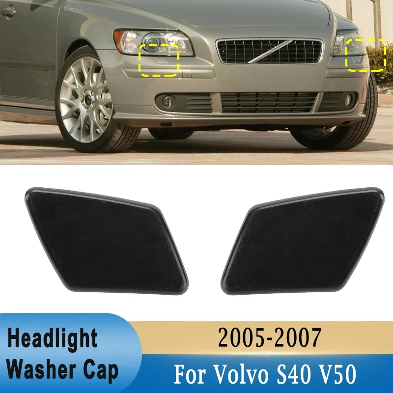 Front Bumper Headlight Washer Nozzle Spray Jet Cover Cap for Volvo S40 V50 2005 2006 2007 Left & Right 39991798 39991799