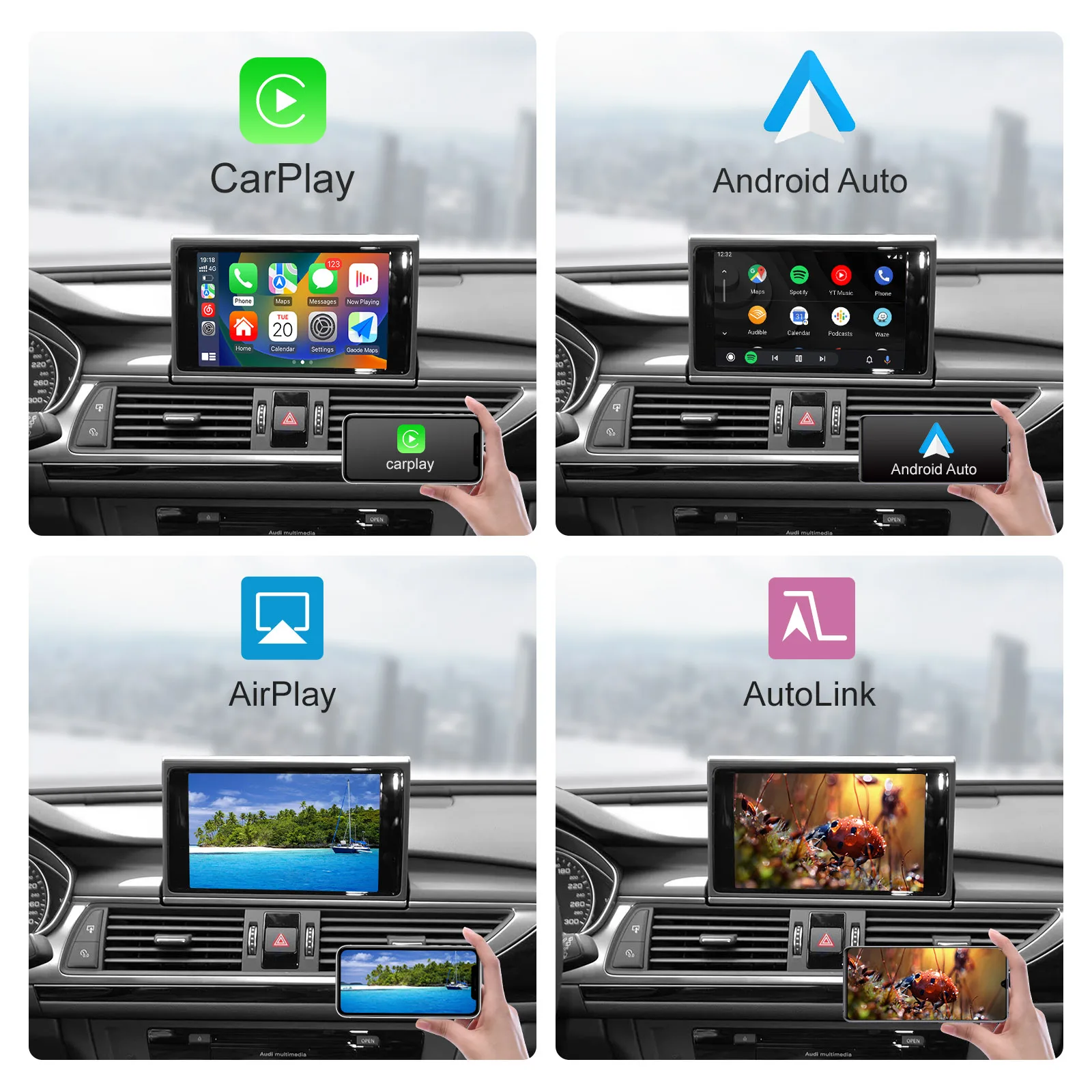 Wireless CarPlay Decoder for Audi A6 A7 2011-2018 Mirror Link Bluetooth GPS Navigation Android Auto Interface Bluetooth Camera