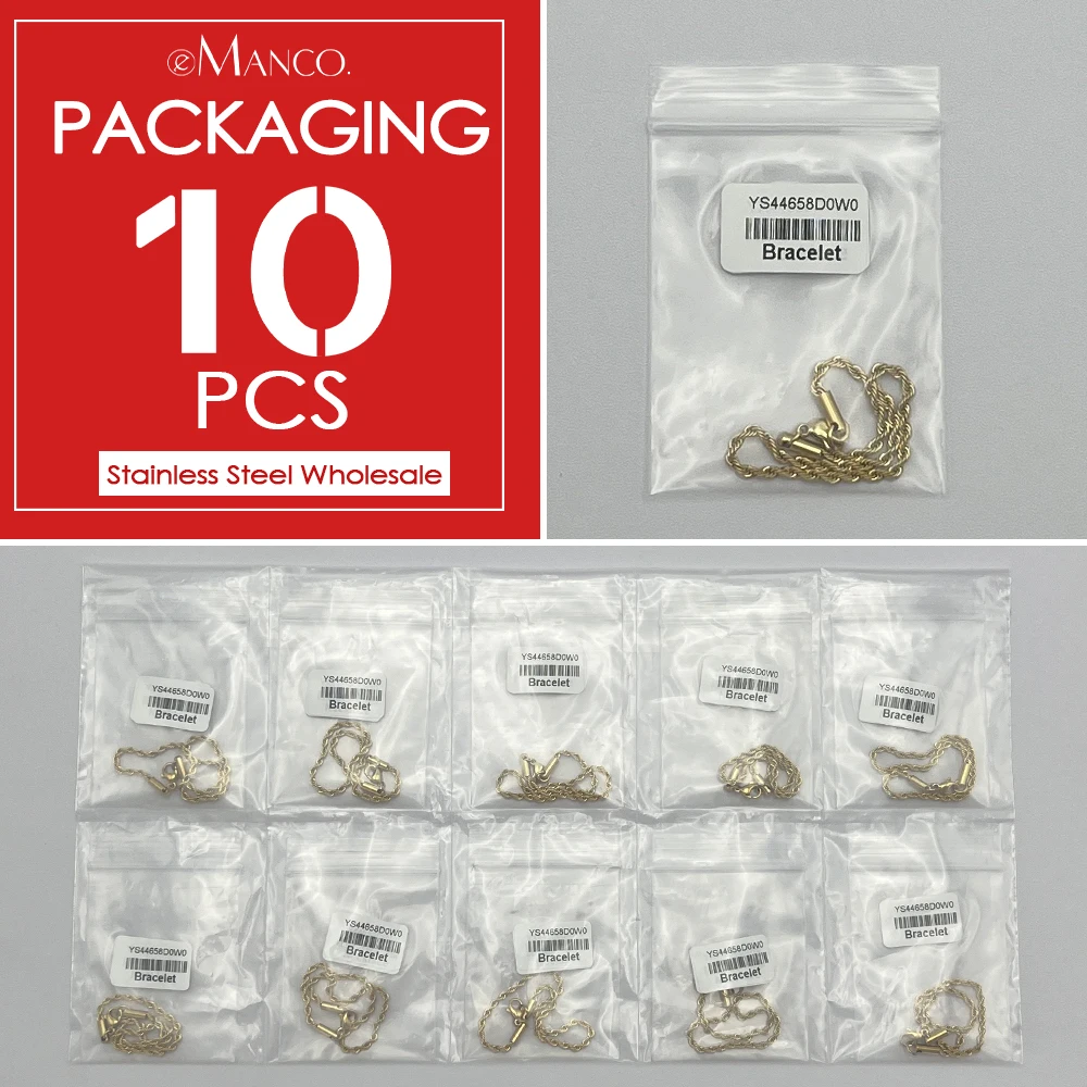 eManco 10 قطعة 2/3/4/5 مللي متر الملتوية حبل سلسلة سوار للمرأة الهيب هوب الشرير الذهب اللون الفولاذ المقاوم للصدأ مجوهرات الأزياء بالجملة #3