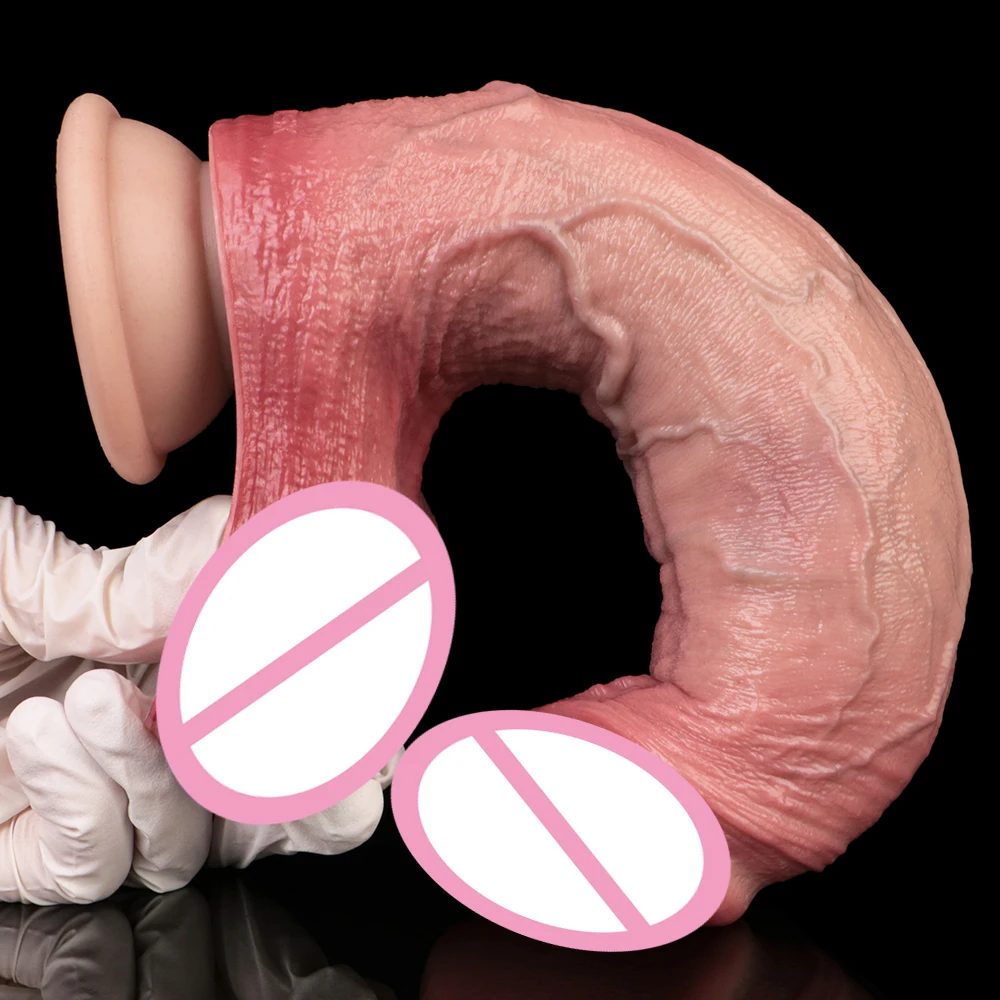 FAAK Double Layer Soft Silicone Large Realistic Dildo Clitoral Vagina and Anal Stimulation Sex Toys for Women Couple Anal Plug view 4