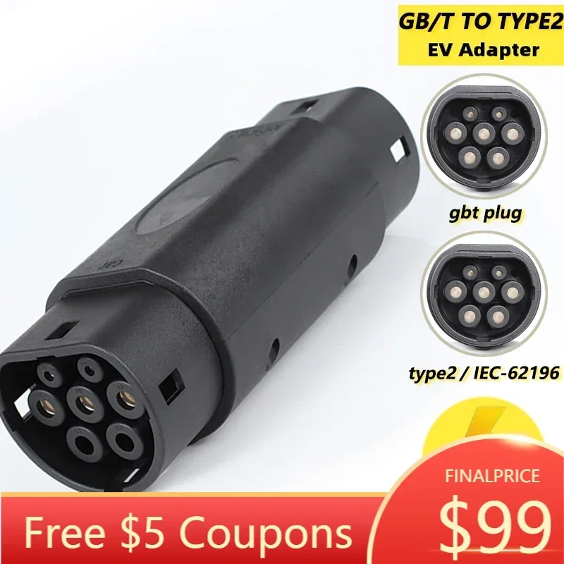 

32A GBT To Type2 EV Adapter GB/T Plug IEC 62196 Socket Electric Vehicle Charging Connector for European Standard Car