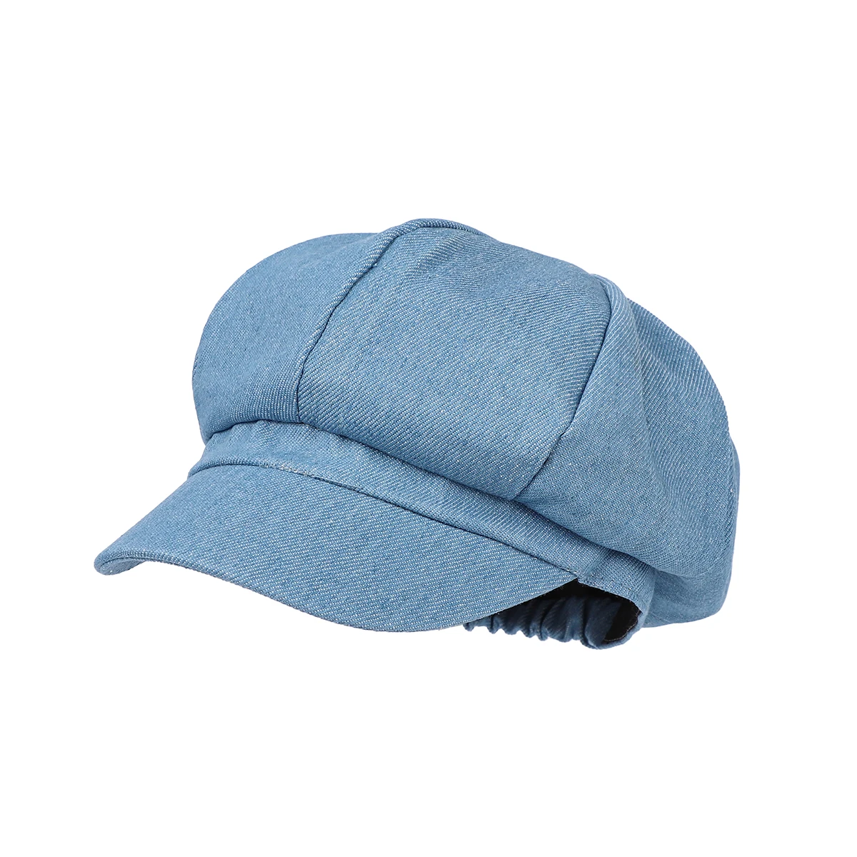 Simple style solid-color light board octagonal denim cap with adjustable back strap suitable for school wear and vacation