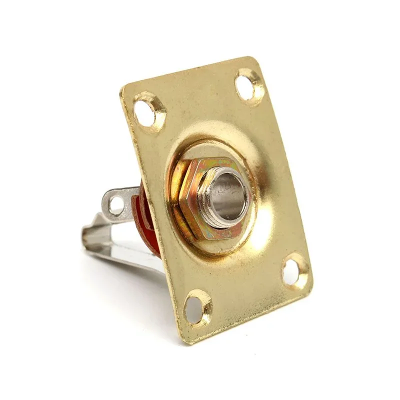 Placa de conector de estilo cuadrado, conector de bajo de guitarra, toma de entrada de salida 1/4 para piezas y accesorios de guitarra eléctrica, dorado/plateado/negro