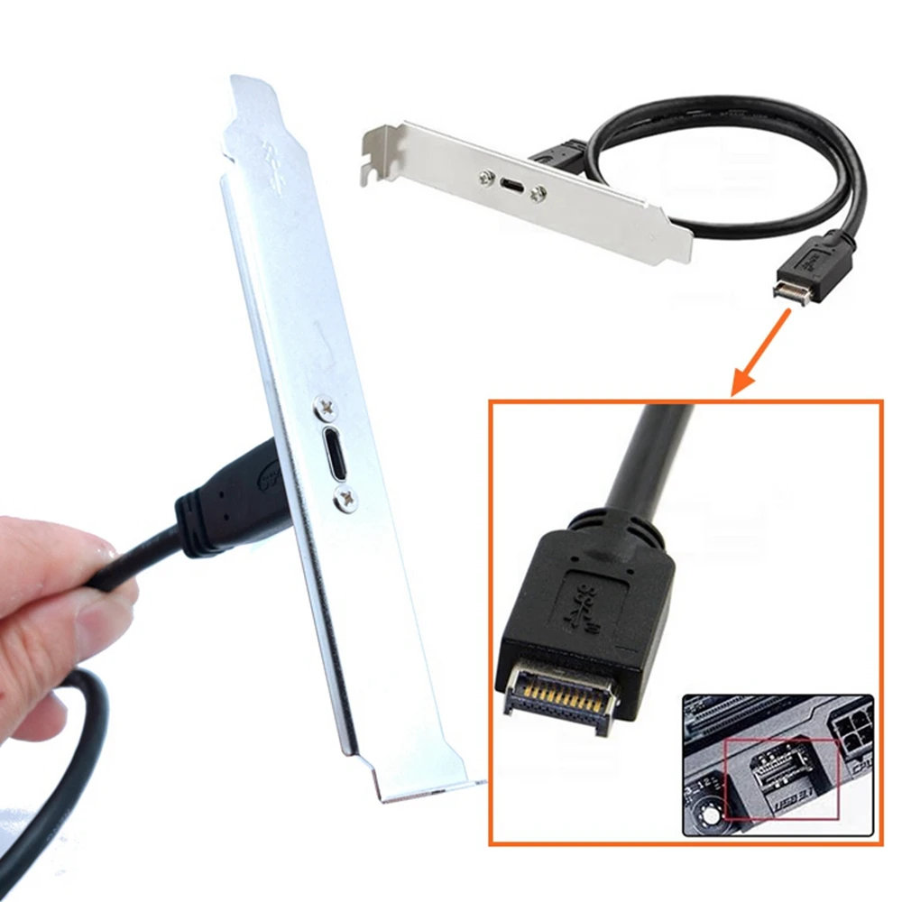 USB 3.1 Front Panel Header Type E To USB-C Type C Female Motherboard Expansion Line Connector Extension Cable with Mount Screw