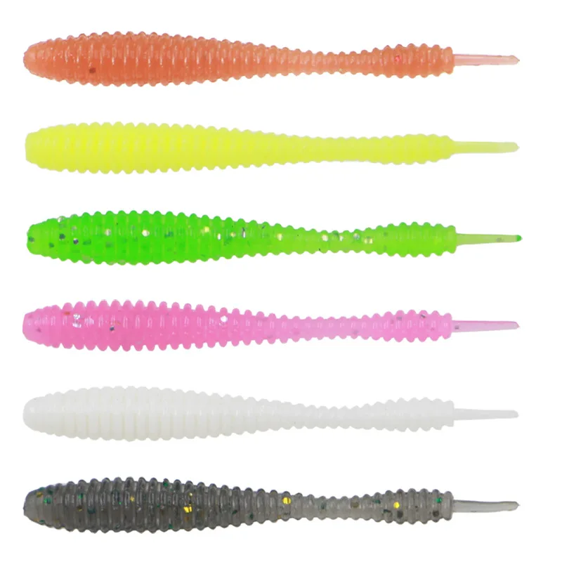 Sea.Yolo 1/10pcs/box Mini Lure Bait Root Fishing Soft Bait TPR Floating Soft Insect Needle Tail Spiral Soft Bait Fishing Tools