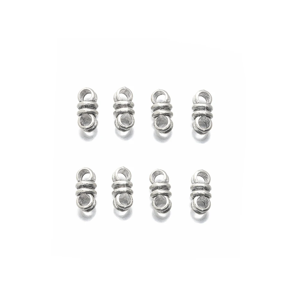 30pcs Antique Double Holes Slider Spacer Beads For Diy 3mm Round Leather Cords Bracelet Jewelry Making Accessories Wholesale