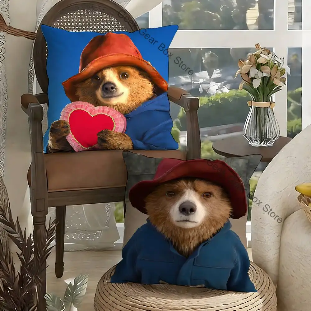 London P-Paddington Bear Anime Celebrity Merchandise All-Match Printed Pillow Case Sofa Car Office Room Decoration Protector