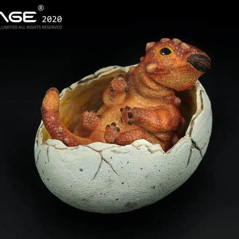 Estátua de Resina de Ovo de Anquilossauro Bebê EDAGE, Modelo Estático Fofo para Decoração de Mesa, Figura Colecionável para Fãs de Dinossauros