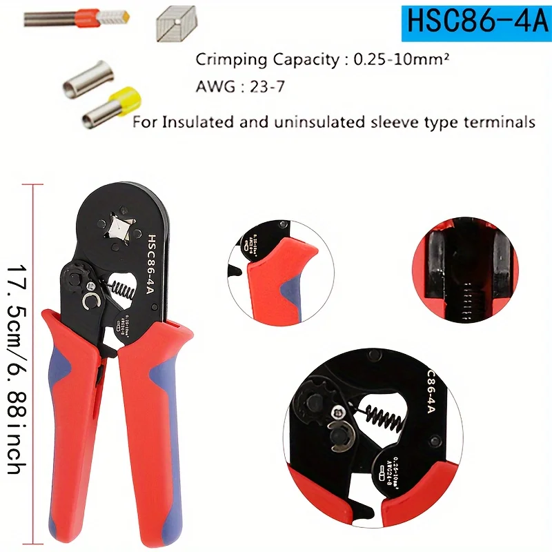 800 pcs Ferrule Crimping Tool HSC8 6-4/6-6 Electrical Crimper Plier For Wire End Crimp Tube Terminals Electrical Circuit Repair image 6