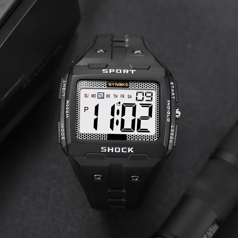 SYNOKE Big Numbers Men Digital Watch Outdoor Sports Clock Easy to Read Watchwrist 5ATM Water Resistant Watches Dropshipping 2023