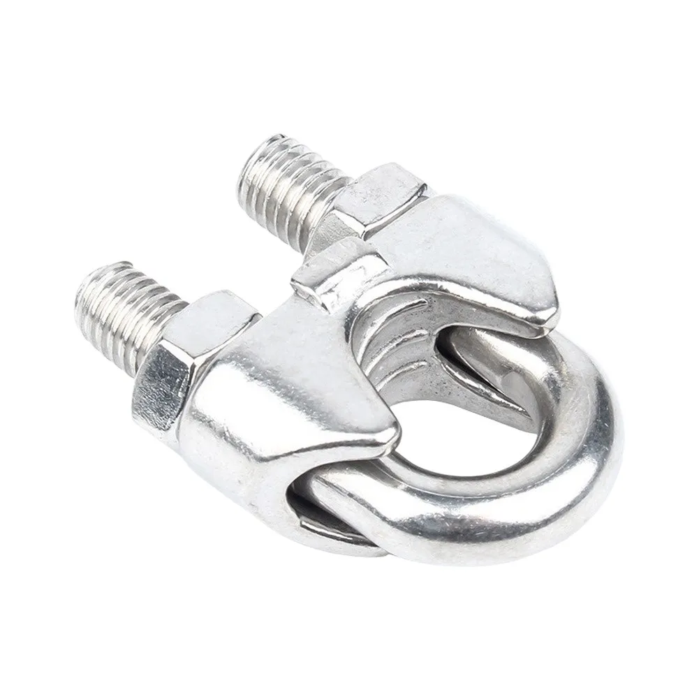 Stainless Steel Cable Clamps U Bolt Configuration for Steel Wire Rope Fastening in Harsh Outdoor Marine Environments