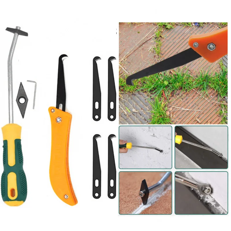 8Set of Weeding Hooks and Grout Tools，Garden Weed Cleaning Tools，Multifunctional Kit，Tile、Floor Gap、Courtyard Path Cleaning Tool