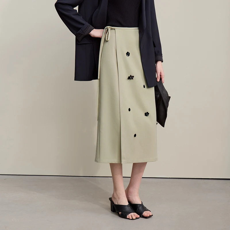 Amii تنورة نسائية 2026 ربيع جديد مكتب سيدة المضادة للتجاعيد مسمار زهرة ميدي تنورة أنيقة تنوعا الملابس النسائية 12621008 #5