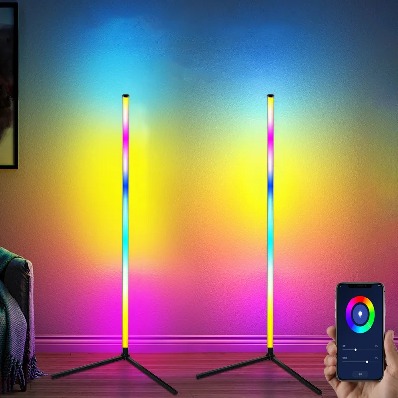 RGB Intelligent Colorful LED Ambient Light Mobile APP Music Rhythm Adjustable Variable Light Atmosphere Corner Floor Lamps