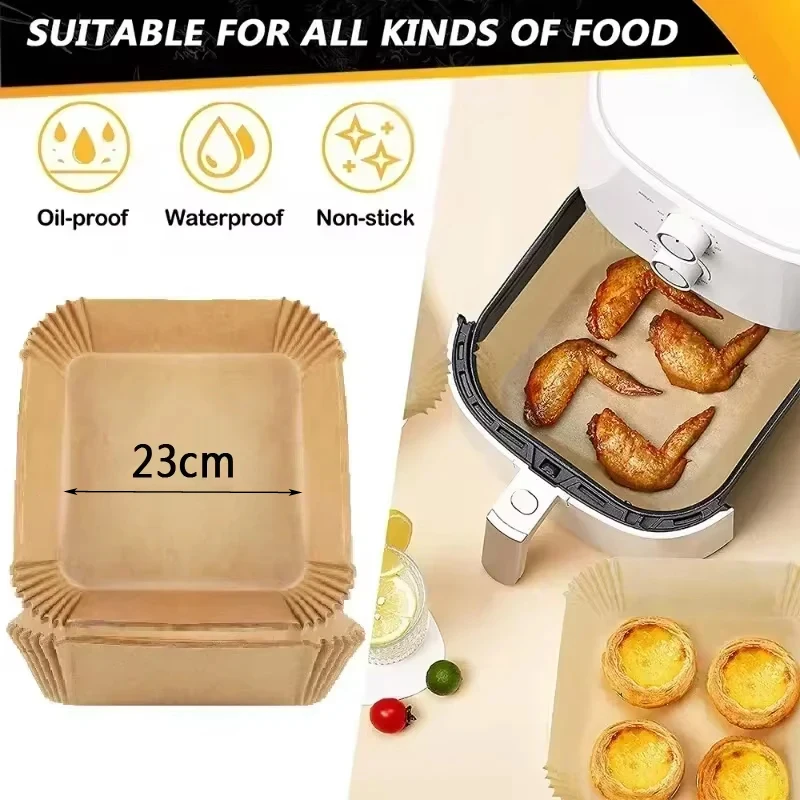 Air Fryer Baking Paper 50/100PCS for BBQ Plate Square Rectangle Round Oven Pan Pad Non-Stick Mat Oil-proof Liner Kitchen Tool