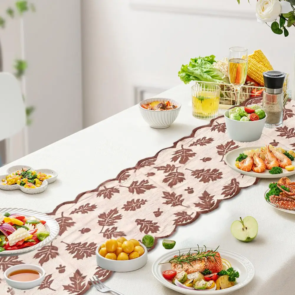 Chemin de table brodé élégant chemin de table en érable brodé pour événements spéciaux fêtes 30x180 cm cuisine salle à manger décor facile