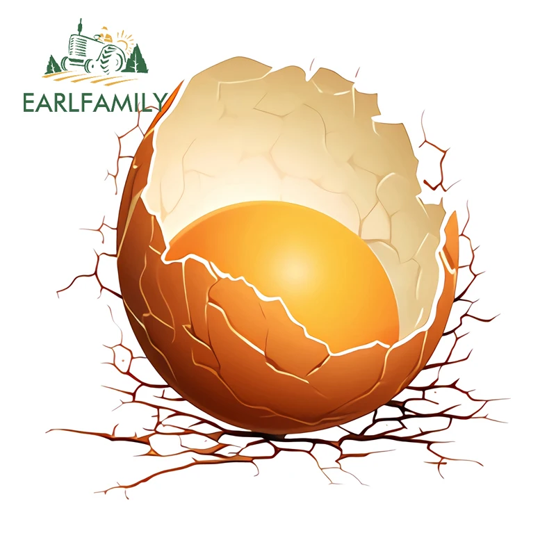 

EARLFAMILY трещина необработанное яйцо автомобильные наклейки мультяшное яйцо белый бампер устойчивый к царапинам креативная наклейка индивидуальная кухонная утварь графика