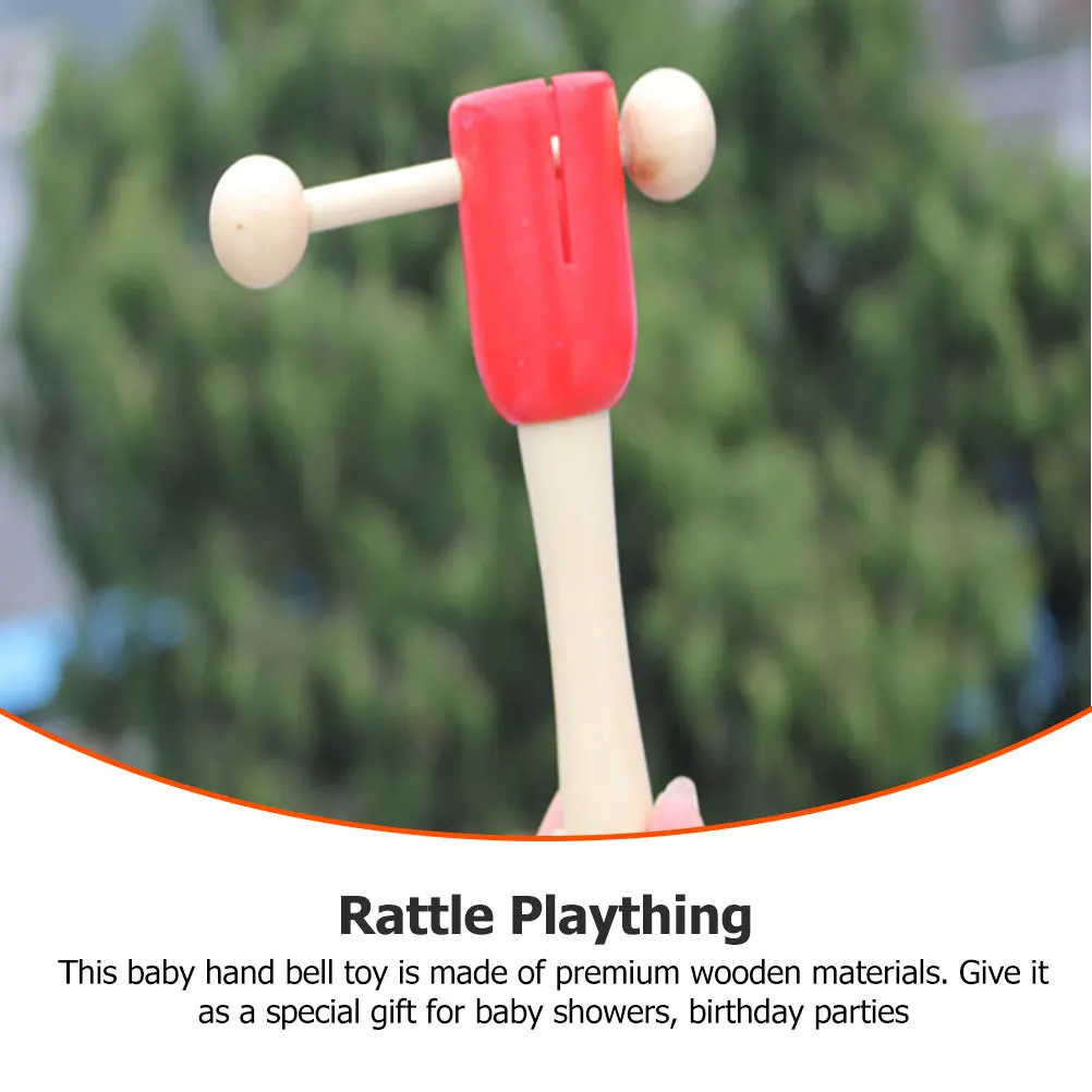 2 pçs de madeira bebê handbell instrumento musical educação precoce aperto de mão chocalho brinquedo estimular coordenação da visão auditiva