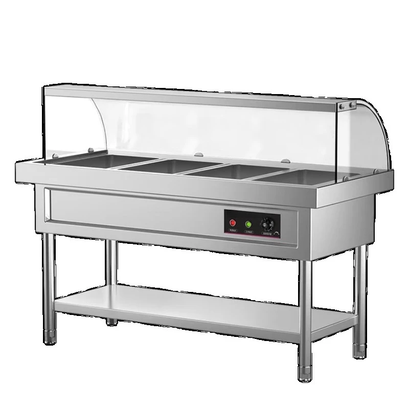 

Fast food insulation table Commercial insulation selling table Stainless steel electric heating insulation soup cabinet