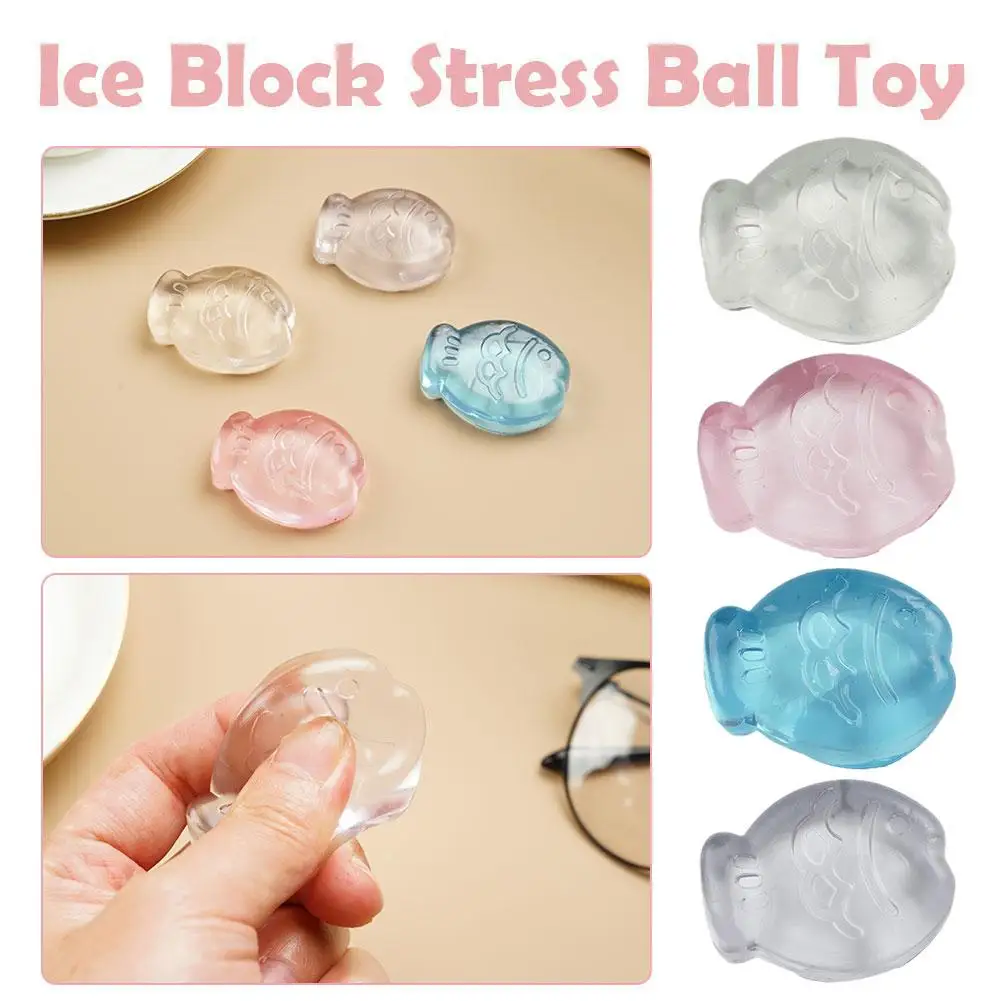 Mini Fidget Toy Toys Mochi Ice Block Stress Ball Toy Relief Stress Paw giocattoli trasparenti Fish Kawaii Squeeze Cat Cube Z0V9