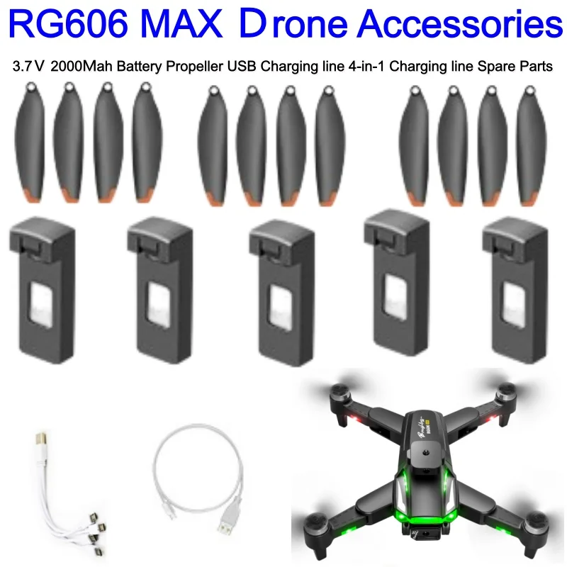 

RG606 MAX Ｄrone Spare Parts Battery 3.7Ｖ 2000Ｍah Propeller USB Charging line 4-in-1 Charging line Accessories For RG606 MAX Ｄron