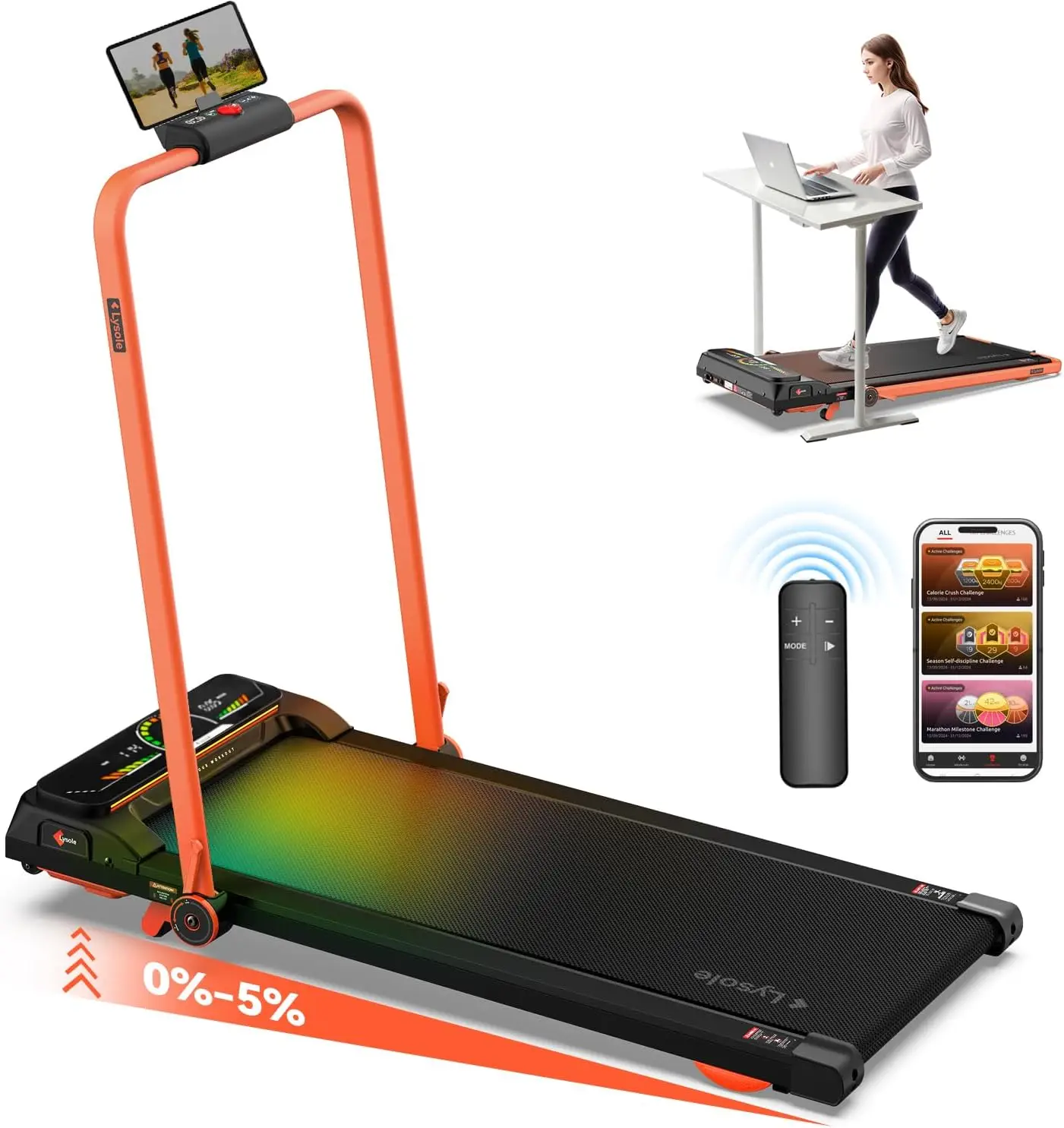 Treadmills for Home and Office,340 Lb Capacity,4 in 1 Portable Under Desk Treadmill with APP