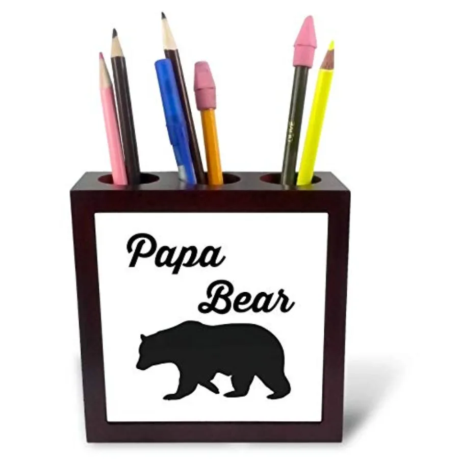

Tile Pen Holder - Image of Papa Bear Quote - 5-inches ph_305546_1