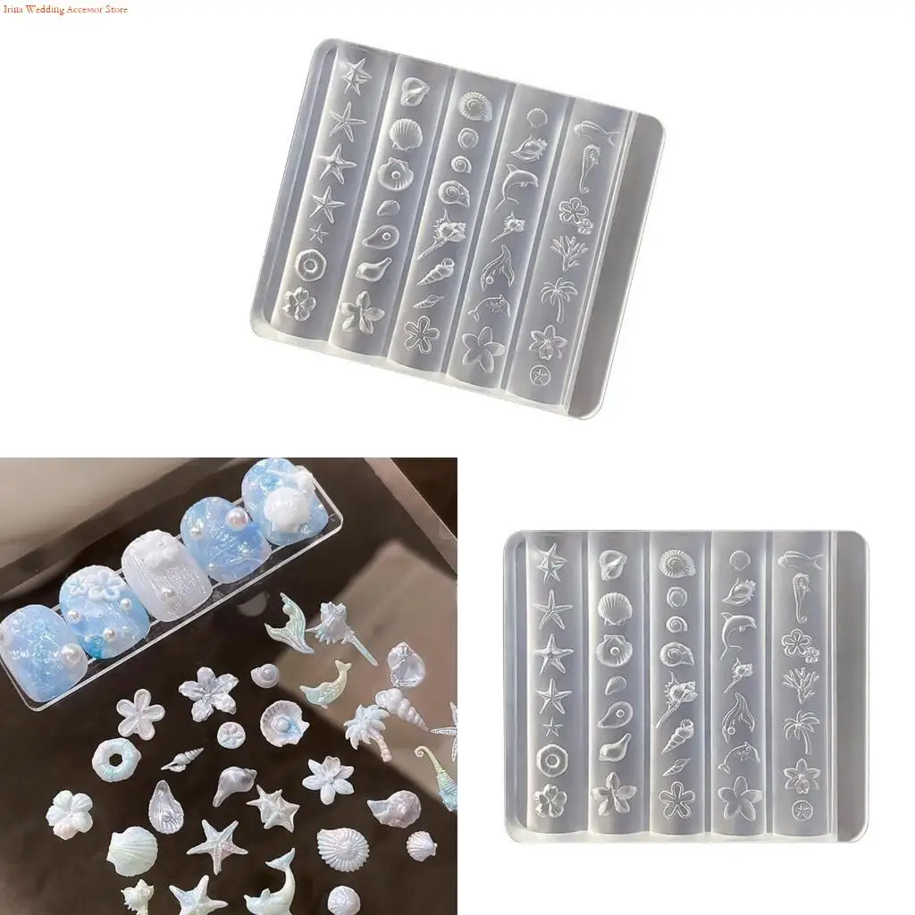 G92D Art Moulds Silicone Template Designing Tool Sea Series Silicone Handmade Molds Suitable for Manicure Creation