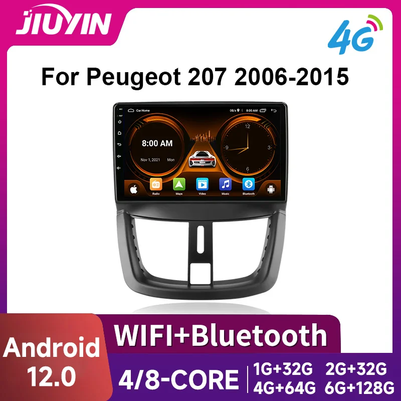 

JIUYIN Car Radio For Peugeot 207 207CC 2006 - 2015 wireless CarPlay Android Auto car intelligent systems No 2 din 2din DVD