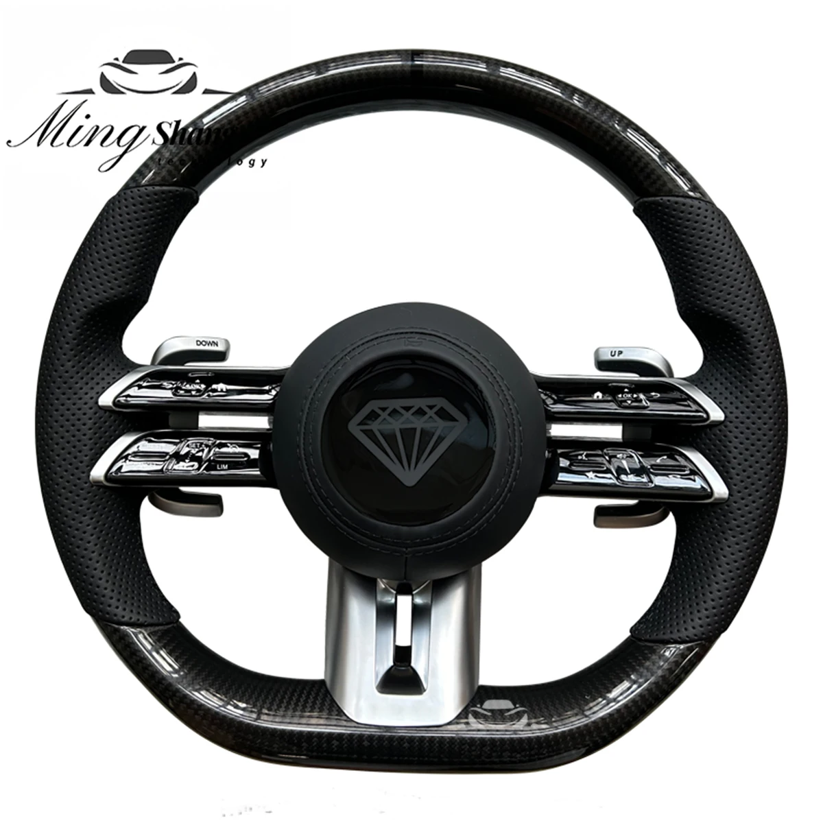 

Carbon Fiber Steering Wheel for Mercedes Benz, A35 A45 C63 C43 E53 E63 G63 G500 G55 AMG GT S63 GLE63 GLA45 W223 W213 W205 W204