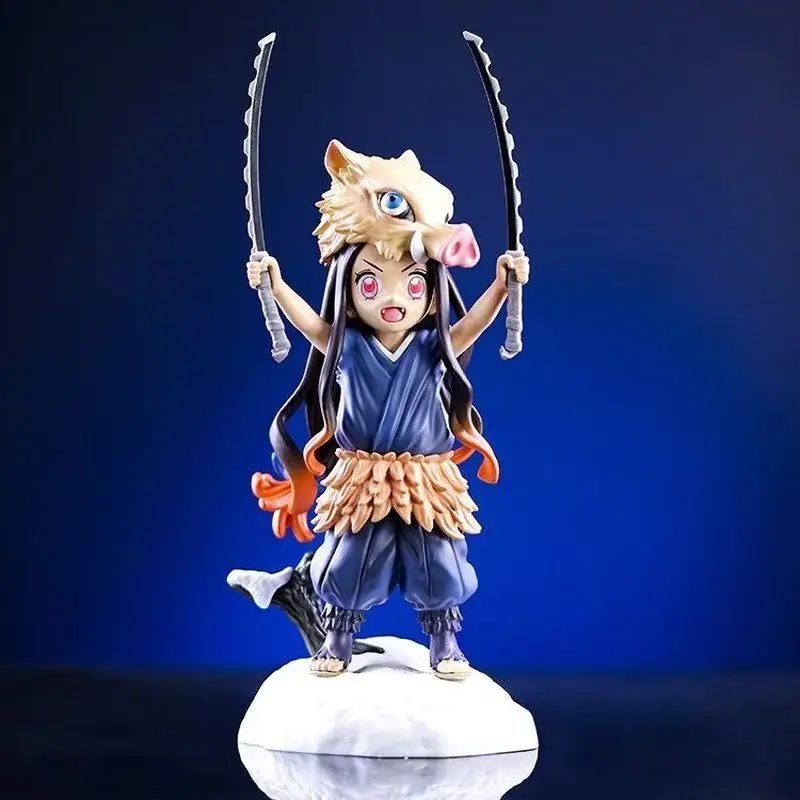Figura de PVC de Nezuko y Inosuke con Cara de Cerdo, Estilo Anime Slayer, Modelo Coleccionable, Adorno Decorativo, Regalo de Cumpleaños