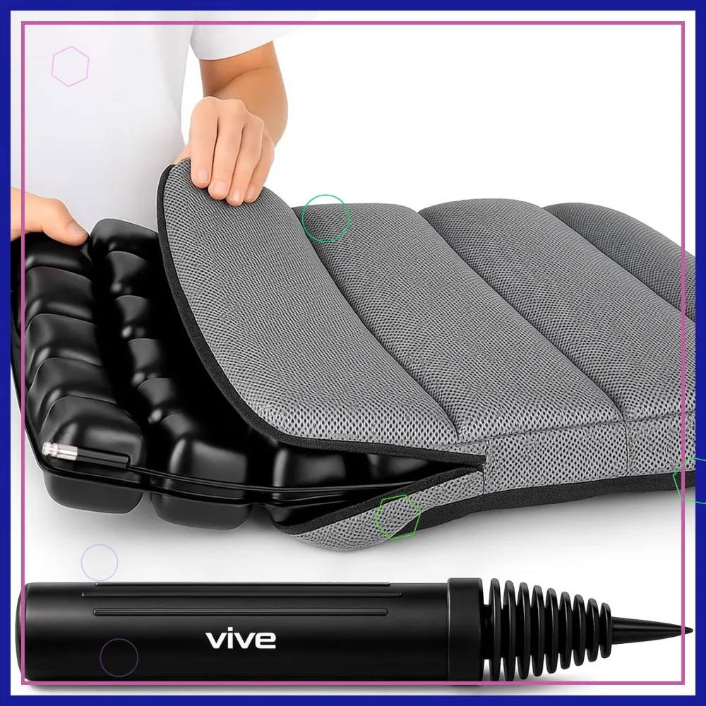 وسادة مقعد هوائية قابلة للنفخ للكرسي المتحرك - تخفيف الضغط قابل للتعديل، مساعدة محمولة للسفر لراحة التنقل #1