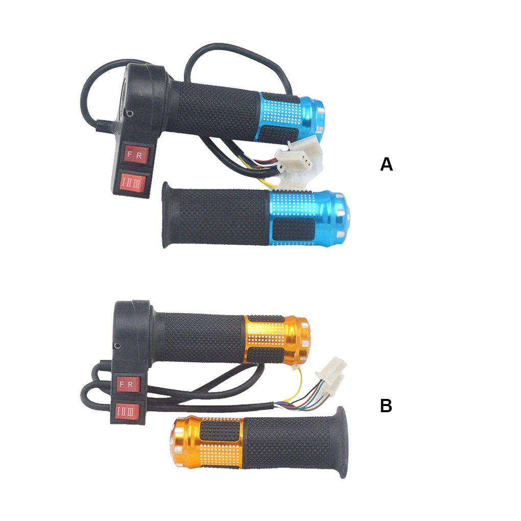 

2 Pcs Electric Bicycle Throttle Replacement E-bike Shock-proof Handlebar with 3 Speed Controller Maintenance Yellow