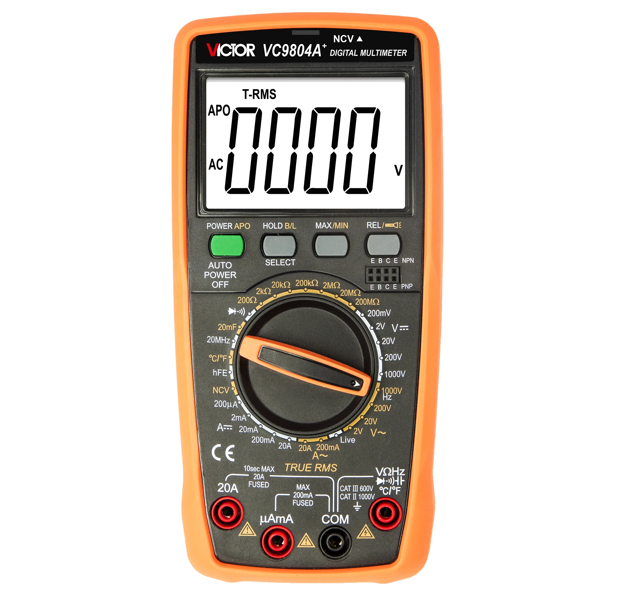 

Victor NEW VC9804A+ Large Screen Backlit LCD Display with a Maximum Display of 1999 DIGITAL MULTIMETER