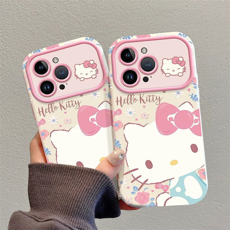 Advanced Cartoon Flower Hello Kitty Phone Case For iPhone 16 15 14 13 Pro Max 11 12 13 Pro XR XS MAX Pink Girl Y2K Cute Cover