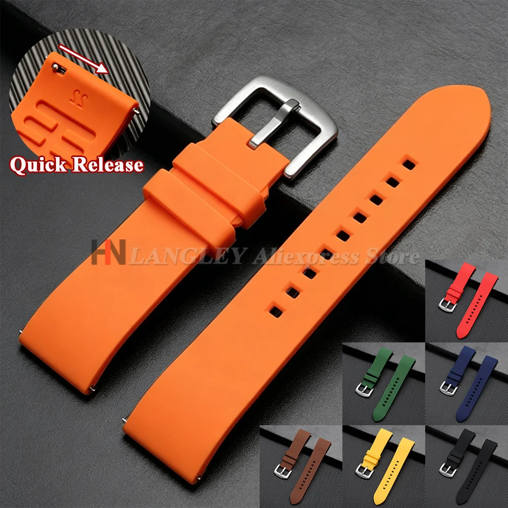 Correa de Reloj de Silicona Suave de 18mm 19mm 20mm 21mm 22mm 24mm, Impermeable, para Rolex, Omega, Casio, con Liberación Rápida