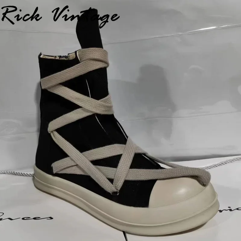 Rick Vintage Pentagram sepatu kets leher tinggi sepatu desainer pria uniseks kasual sepatu papan olahraga Platform sepatu bot pergelangan kaki ukuran besar 47