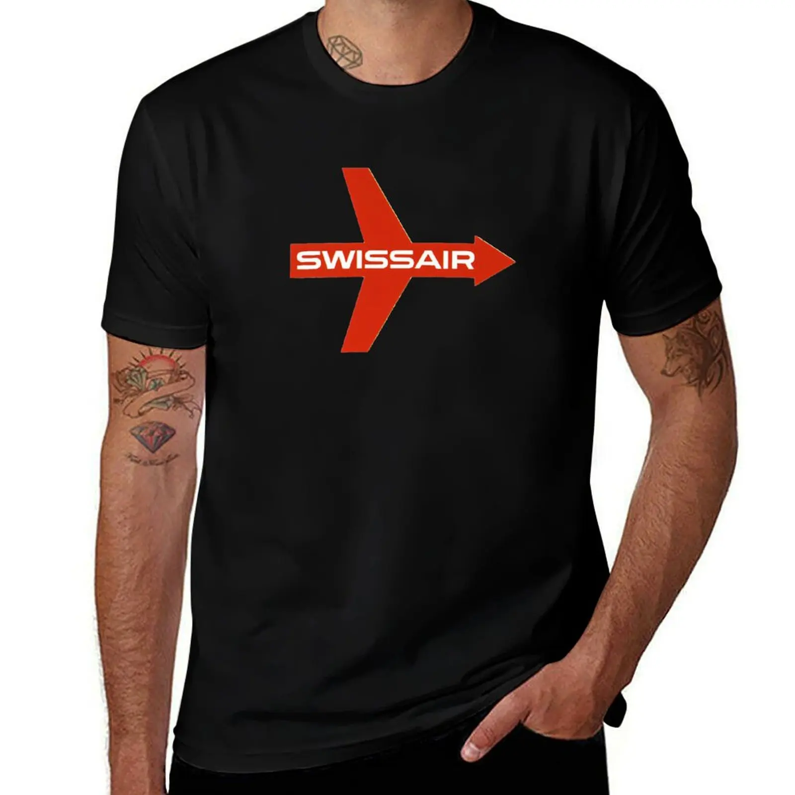 Swissair - airline retro logos - vintage art stickers luggage tags T-Shirt Plus Size Gym Sports T-Shirt