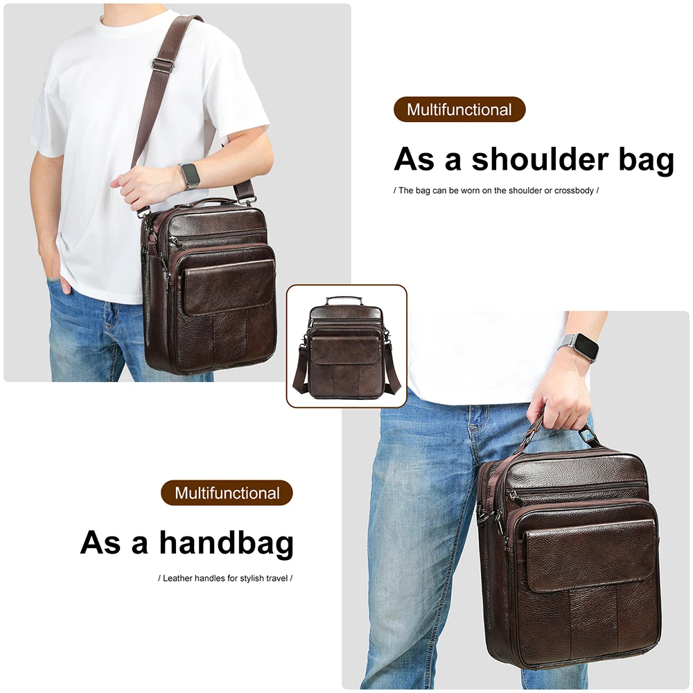 WESTAL Large Capacity Men's Shoulder Bags Three Colors Men 13inch Laptop Handbags Casual Crossbody Messenger Leather 6171