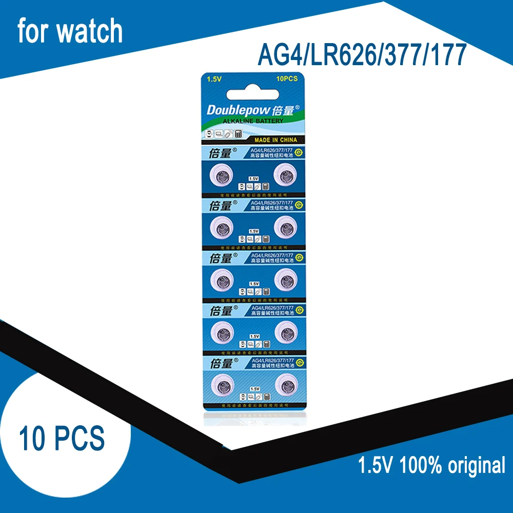 

10pcs AG4 377A LR626 SR626SW Button cell For Watch, Coin Cell Battery,1.5V Alkaline battery，Watch battery