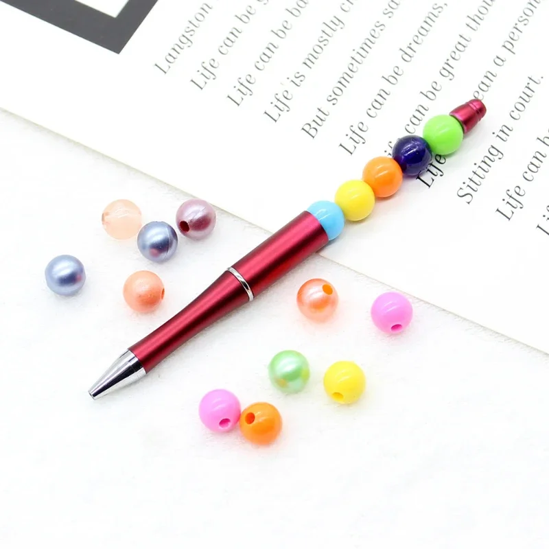 

30PCS Spot wholesale creative diy plastic bead pen ball pen printable plastic bead pen without beads