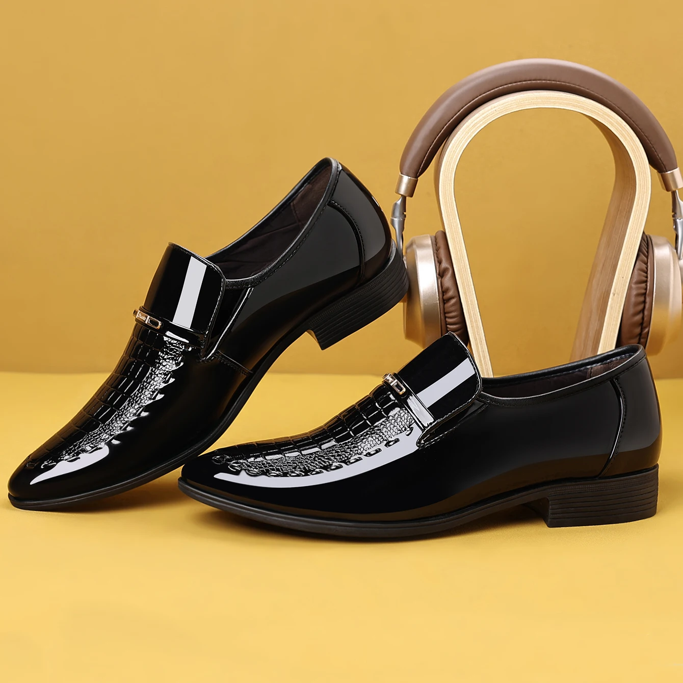 men's dress shoes elegant animal texture wedding office party summer slip-on commuting classic men's formal shoes image 5