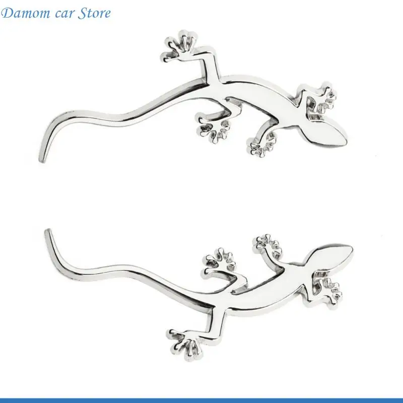 حزمة A2UC من 2 GECKOES CAR SCALS ملصقات السيارات المعدنية شارات الشارات للزينة الداخلية الخارجية على نمط السيارة الفريد #5