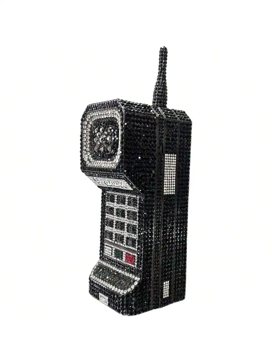 Crystal-Embellished Retro Mobile Phone Clutch Bag For Evening Party Prom occasions